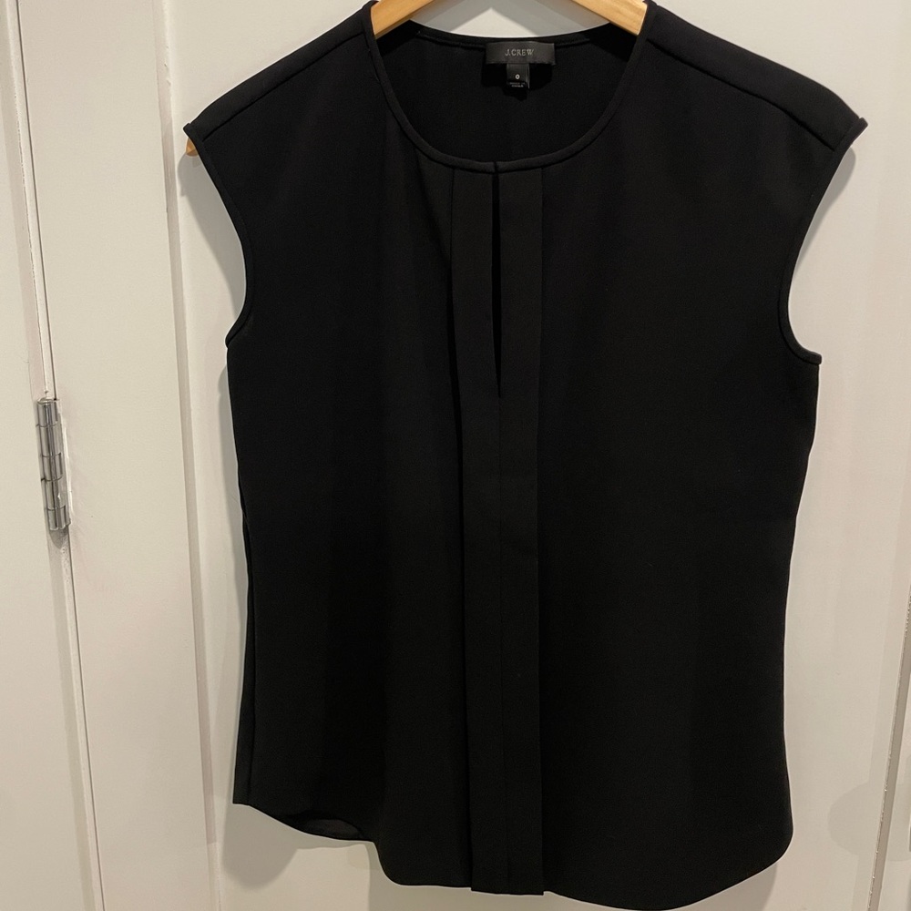 J. Crew Elegant Black Cap Sleeve Blouse 4